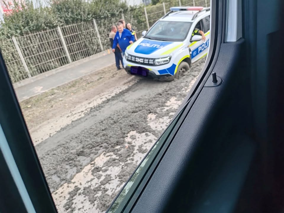 полицейский автомобиль в бетоне