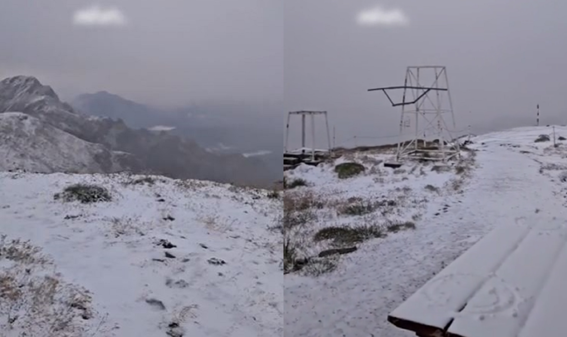 снегопад в горах